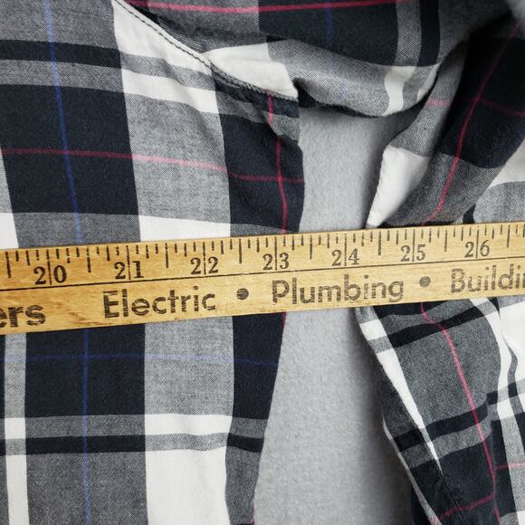 Foxcroft Womens Size 16 Shaped Fit Plaid Button Down Black Buffalo Check Cowgirl - Picture 2 of 10